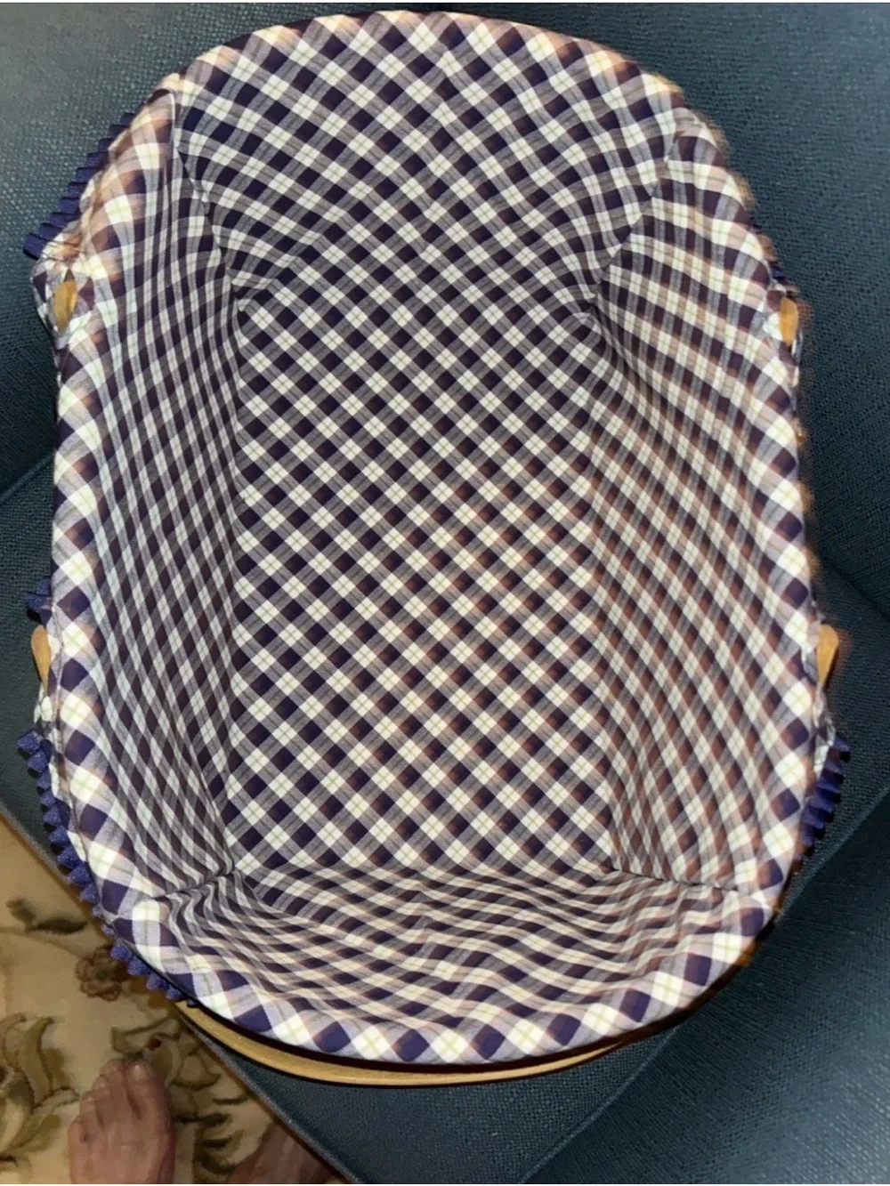Longaberger 2004 Blue Ribbon Crafting Basket W/ Protector And Liner